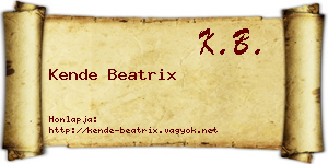 Kende Beatrix névjegykártya